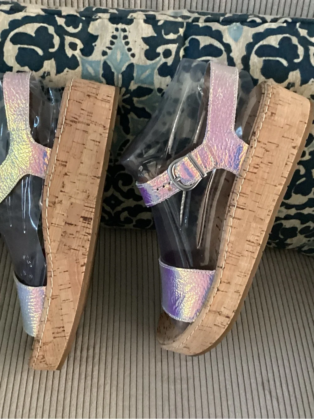 Born Iridescent Cork Wedge Sandals